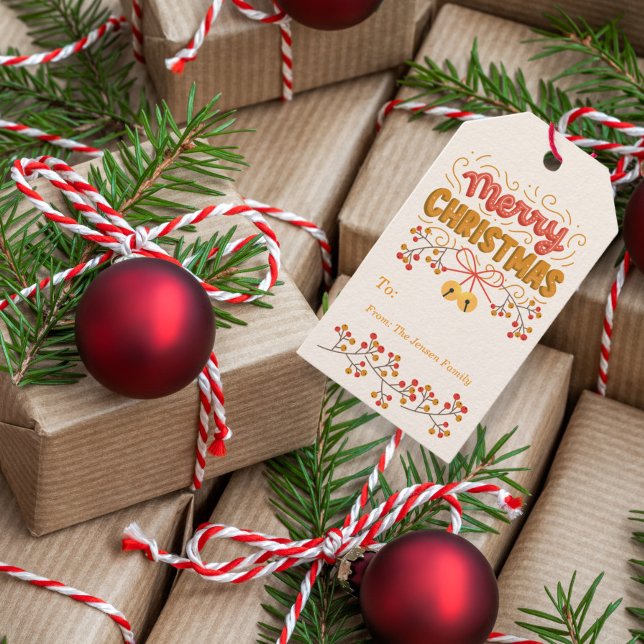 Etiqueta Para Presente Berries e Bells Natal (Criador carregado)