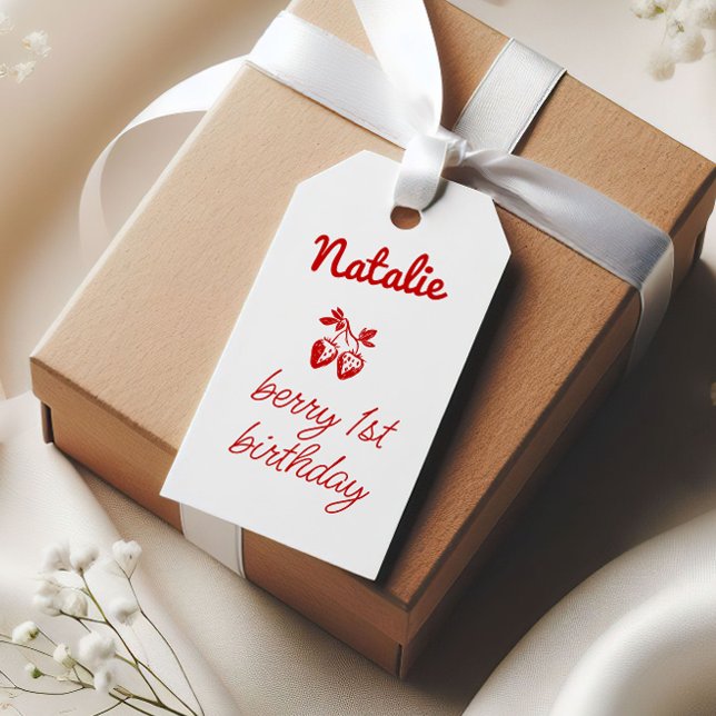 Etiqueta Para Presente Berry 1rua Escrito Morangos Escritos Aniversário (Criador carregado)