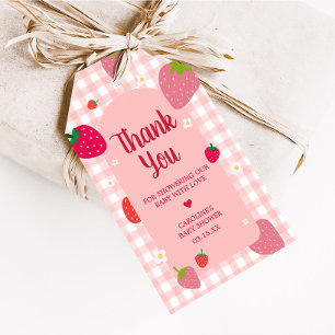 Etiqueta Para Presente Berry Sweet Gingham Strawberry Favor Tags