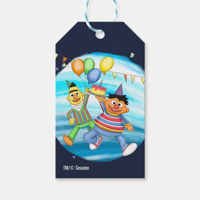 Etiqueta Para Presente Bert e Ernie Birthday Balloons (Frente)