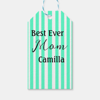 Etiqueta Para Presente Best ever mom green stripped pattern pastel neon 