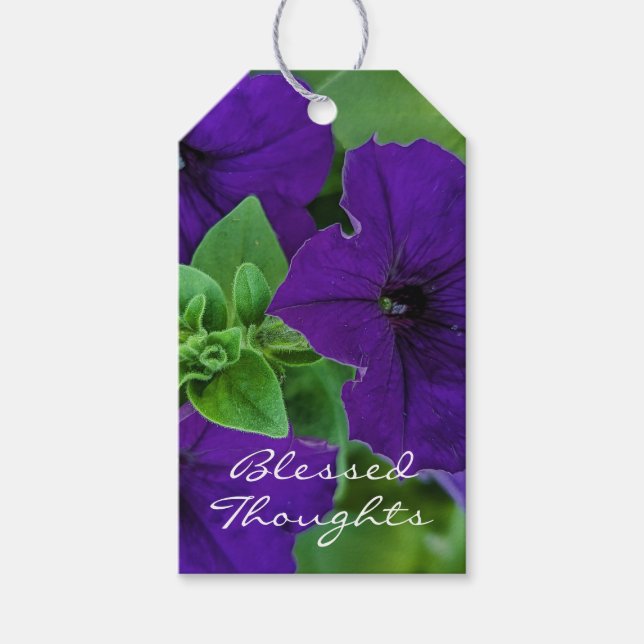 Etiqueta Para Presente Bíblia de Fotografias Purple Flower Verse Pensamen (Frente)