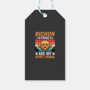 Etiqueta Para Presente Bichon Frise Espírito Animal Cão Retro