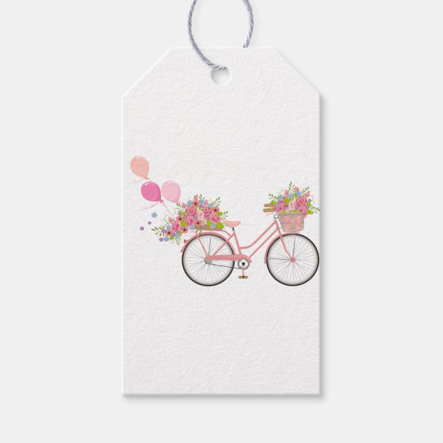 Etiqueta Para Presente Bicicleta Rosa Whimsical (Frente)