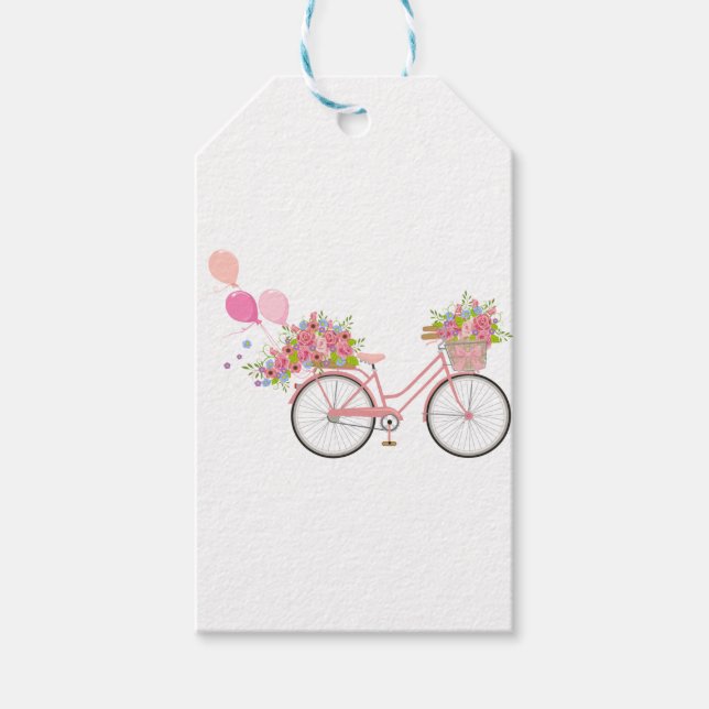 Etiqueta Para Presente Bicicleta Rosa Whimsical (Frente)