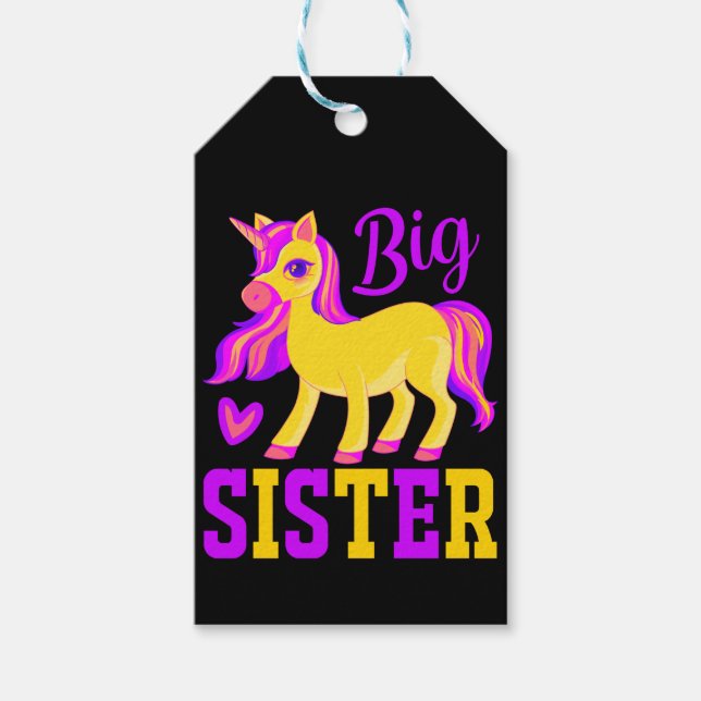 Etiqueta Para Presente Big Sister Magical Unicorn (Frente)
