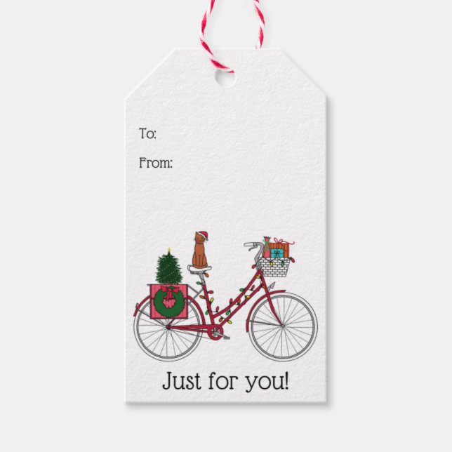 Etiqueta Para Presente Bike Red Christmas (Frente)