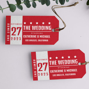 Etiqueta Para Presente Bilhete de Filme Hollywood Casamento Único