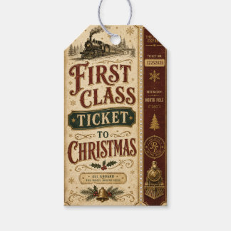 Etiqueta Para Presente Bilhete de Primeira Classe para o Natal