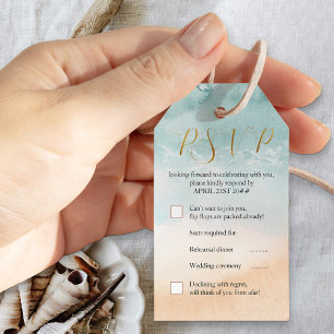 Etiqueta Para Presente Bilhete de RSVP de Casamento de Destino em Aquarel