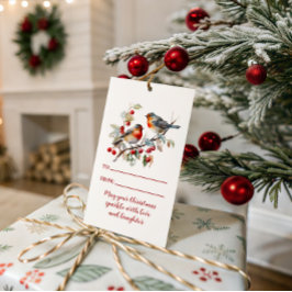 Etiqueta Para Presente Birds on Berry Branch Christmas | 