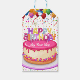 Etiqueta Para Presente Birthday Cake Balloon e Confetti