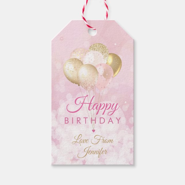 Etiqueta Para Presente Birthday Glitter Balloon (Frente)