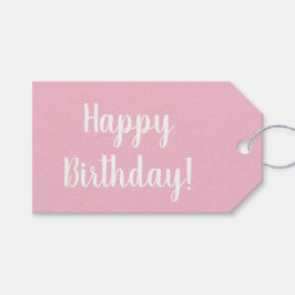 Etiqueta Para Presente Birthday Pastel Pink White Typography