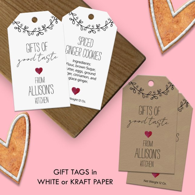Etiqueta Para Presente Biscoito Caseiro Personalizado com Letra à Mão (🍪 Hand-Lettered Personalized Homemade Treat Gift Tags in White or Kraft Paper
)