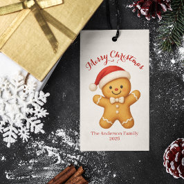 Etiqueta Para Presente Biscoito de Gengibre Fofo com Chapéu de Papai Noel