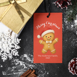 Etiqueta Para Presente Biscoito de Gengibre Fofo com Chapéu de Papai Noel