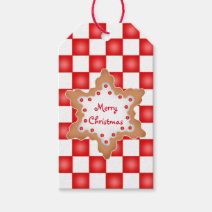 Etiqueta Para Presente Biscoito do Natal no tabuleiro de damas vermelho e