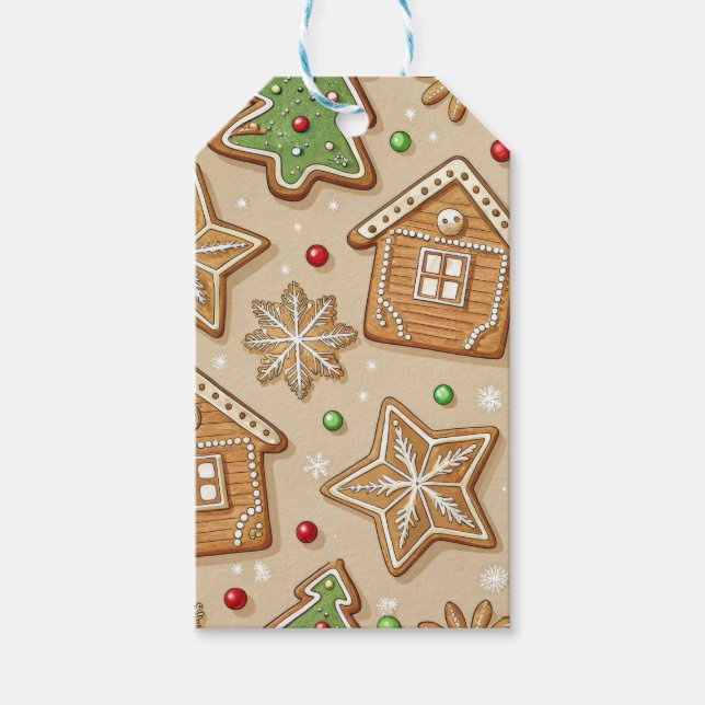 ETIQUETA PARA PRESENTE BISCOITOS DE GENGIBRE DE NATAL MARROM CLARO (Frente)