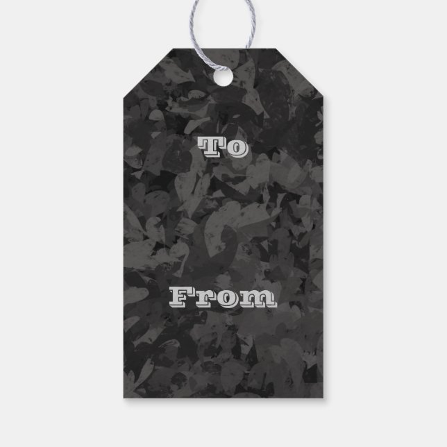 Etiqueta Para Presente Black And Gray Abstract Graphic Art Design (Verso)