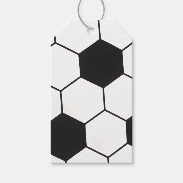 Etiqueta Para Presente Black and White Soccer Ball Pattern Geometric  (Frente)