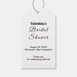 Etiqueta Para Presente Black and White Typography Bridal Shower Gift Tags