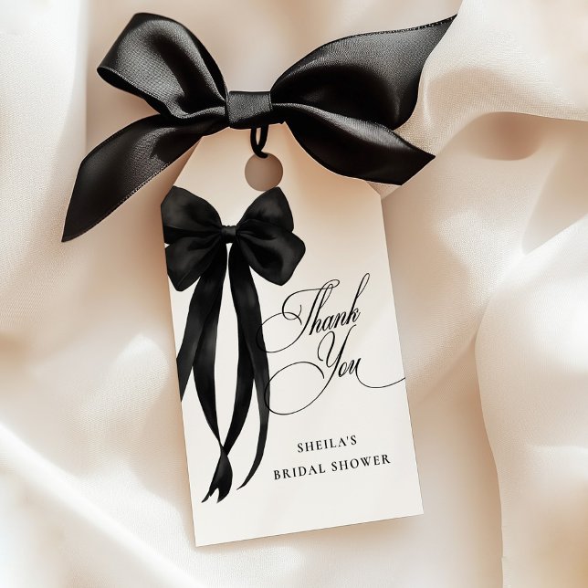 Etiqueta Para Presente Black Bow Bridal Shower Thank You (Criador carregado)