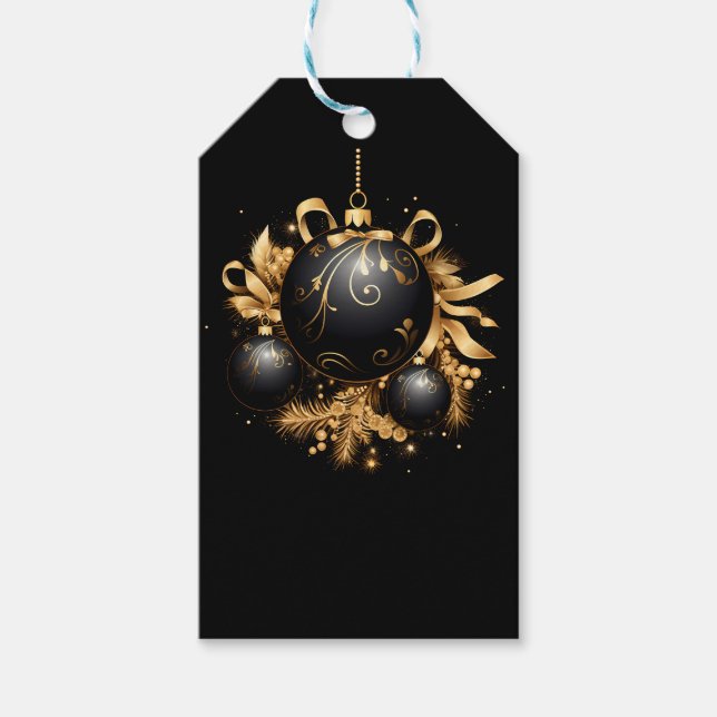 ETIQUETA PARA PRESENTE BLACK & GOLD CHRISTMAS ORNAMENT (Frente)