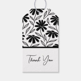 Etiqueta Para Presente Black Ink Daisies Boho Chá de Noiva