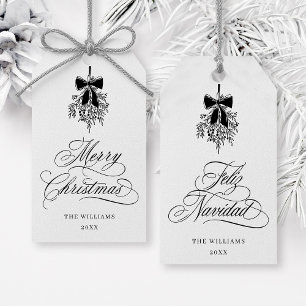 Etiqueta Para Presente Black Mistletoe Feliz Natal Feliz Navidad