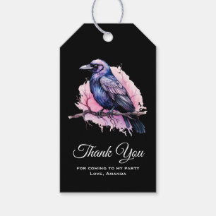 Etiqueta Para Presente Black Raven em uma ilustração de ramificação Obrig