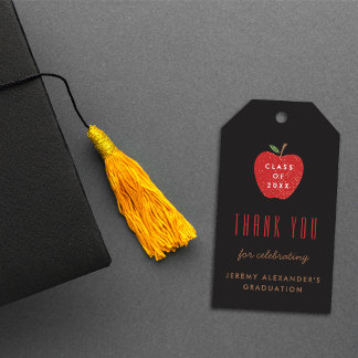 Etiqueta Para Presente Black Red Apple Graduation Party Favor Gift Tag