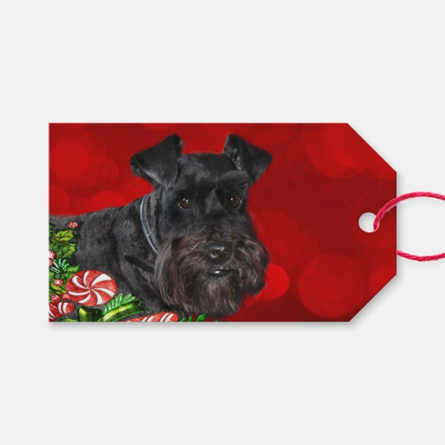 Etiqueta Para Presente Black Schnauzer Natal (Frente (horizontal))
