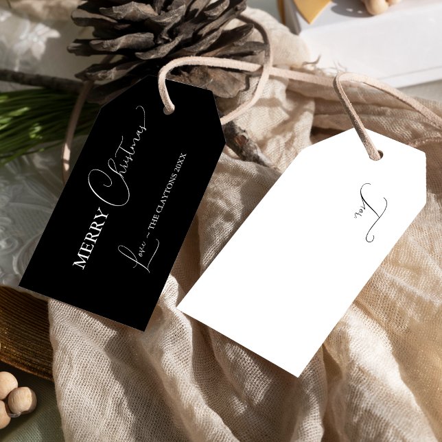 Etiqueta Para Presente Black Simple Modern Felry Natal (Criador carregado)