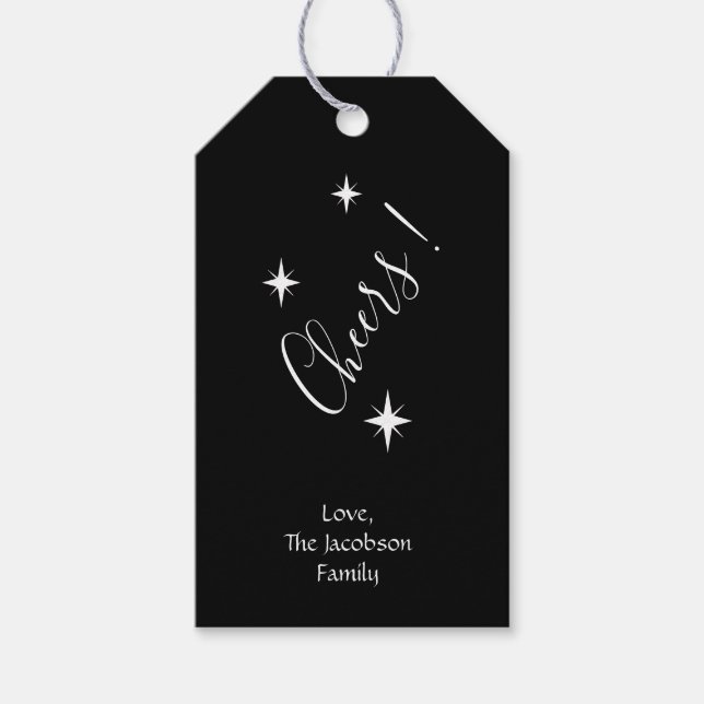 Etiqueta Para Presente Black Stars and Cheers (Frente)