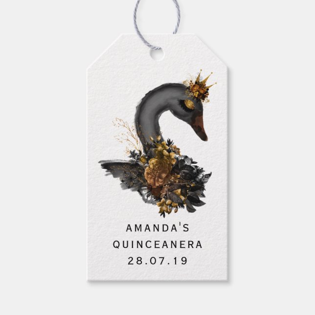 Etiqueta Para Presente Black Swan Quinceañera (Frente)