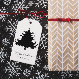 Etiqueta Para Presente Black Tree Christmas Gift Tags