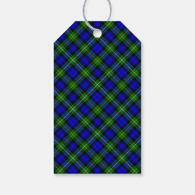 Etiqueta Para Presente Black Watch Tartan Blue Green Xadrez (Verso)