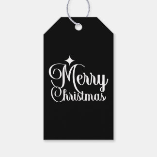 Etiqueta Para Presente Black & White Elegant & Festive Merry Christmas