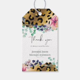 Etiqueta Para Presente Bling Girly Glam Leopard Imprime Casamento Dourado