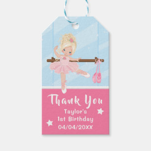 Etiqueta Para Presente Blonde Hair Ballerina Pink Aniversário Obrigado Pr