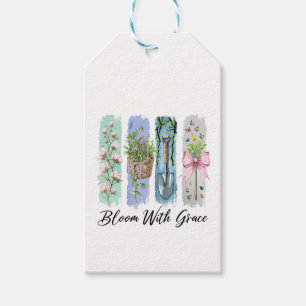 Etiqueta Para Presente Bloom com a Arte Floral Grace Garden