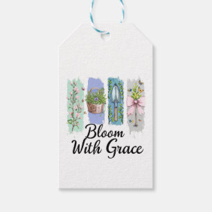 Etiqueta Para Presente Bloom com a Arte Floral Grace Garden