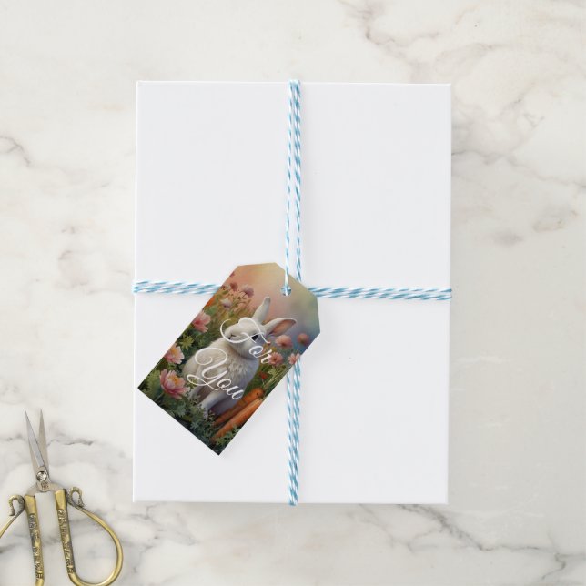 Etiqueta Para Presente Blossom Bunny & Carrot Patch  (Com cordão)