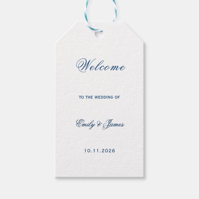 Etiqueta Para Presente Blue and White Wedding (Frente)
