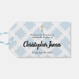 Etiqueta Para Presente Blue Baby Boy Baptism horizontal Obrigado