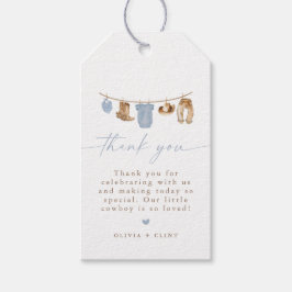 Etiqueta Para Presente Blue Baby Clothesline Little Cowboy Baby Shower