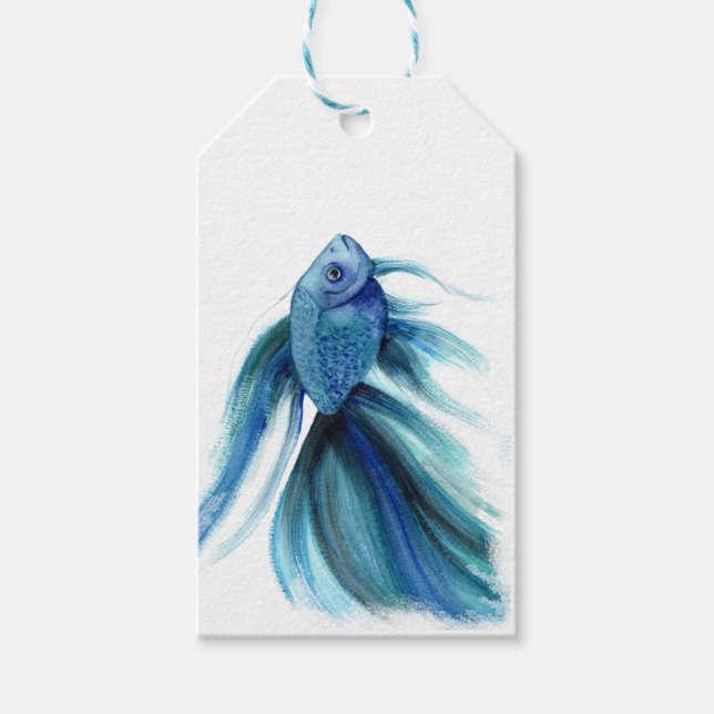 Etiqueta Para Presente Blue Betta Fish (Frente)