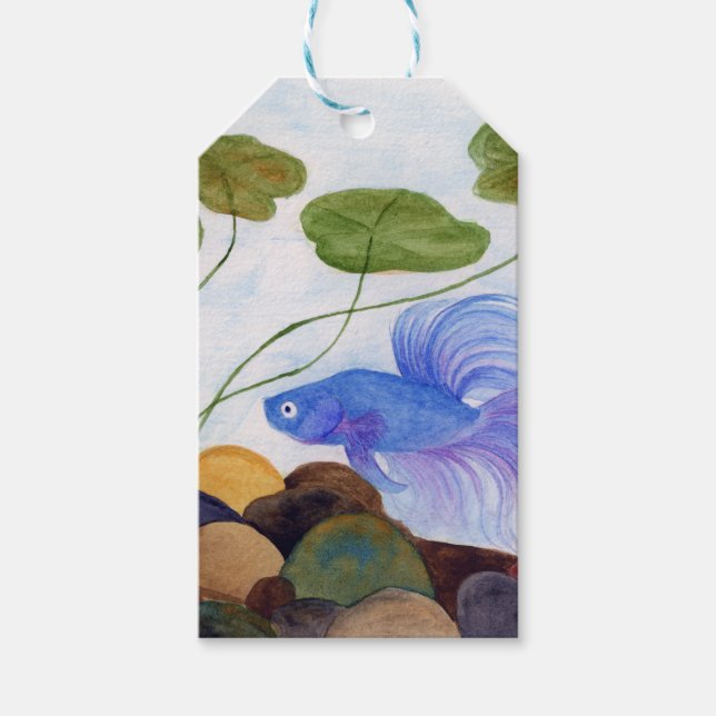 Etiqueta Para Presente Blue Betta Fish (Frente)