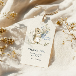 Etiqueta Para Presente Blue Bow Squirrel Thank You Baby Shower